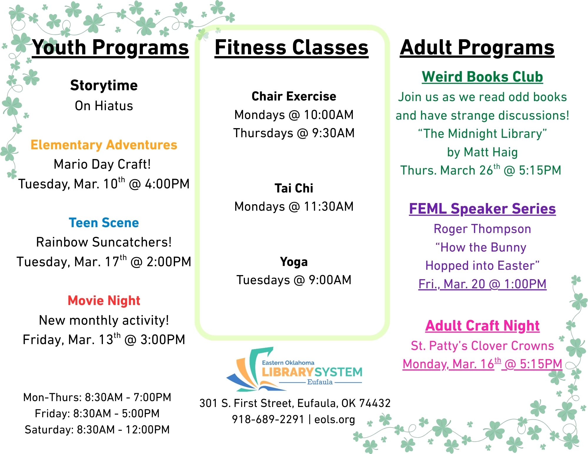 March Programs At Eufaula Library