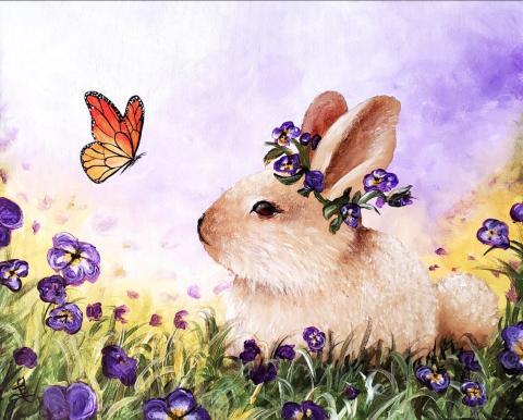 Adult Paint Along: Bunny and Butterfly March 27th @ 4PM